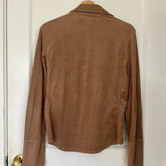 Tan Microsuede Button-Up - Picture 2 of 4